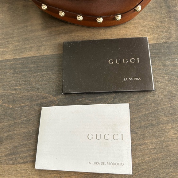 Authentic GUCCI Scar Pelle S Gomma Brown Slingbacks size 8 in original box - Picture 9 of 14